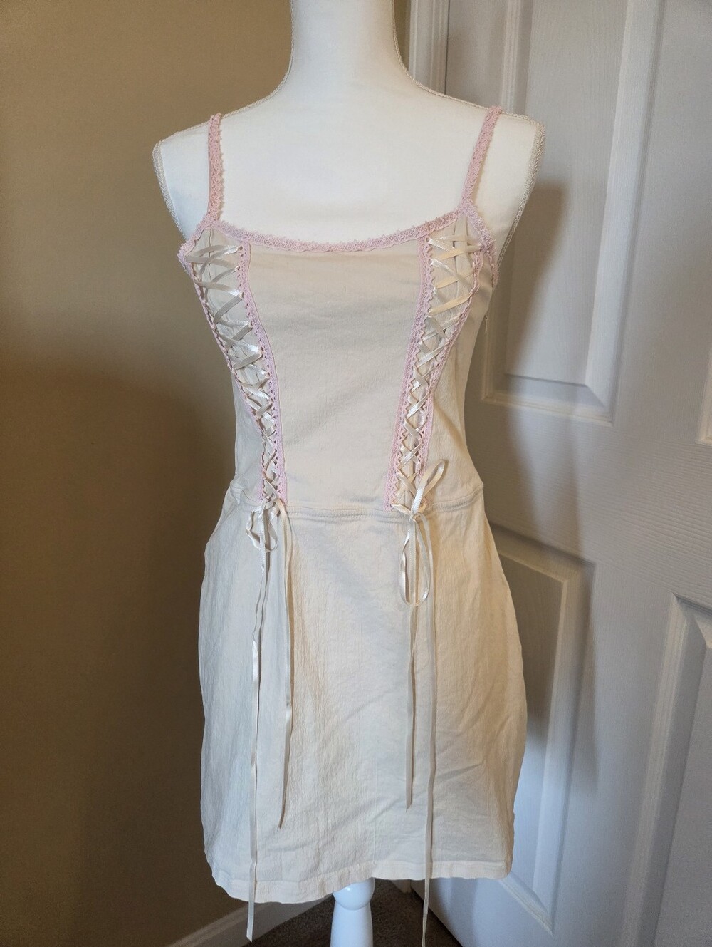 Urban Outfitters Pink And Cream Corset Dress